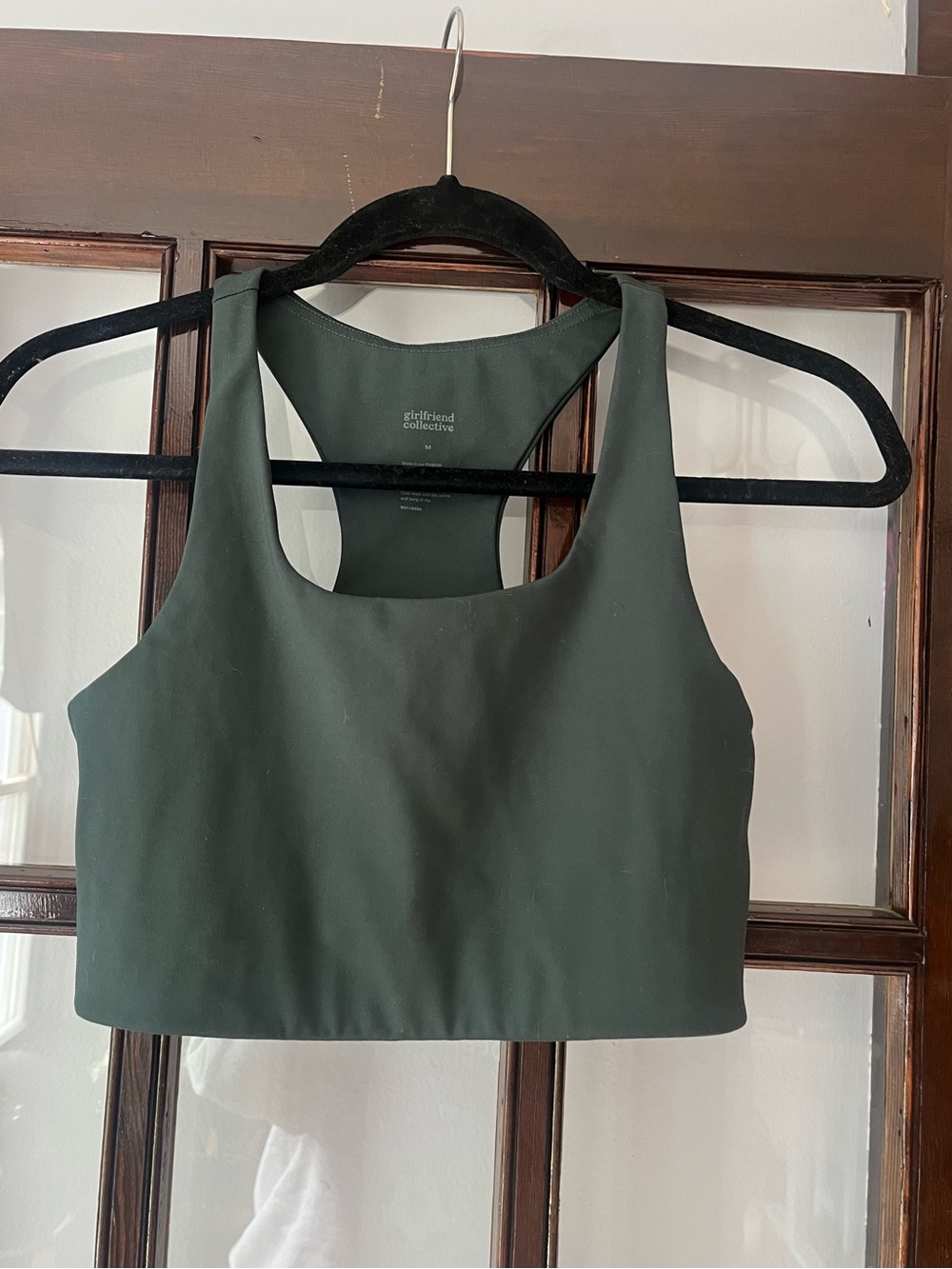 Worn Twice! girlfriend collective deep forest green racerback sports bra